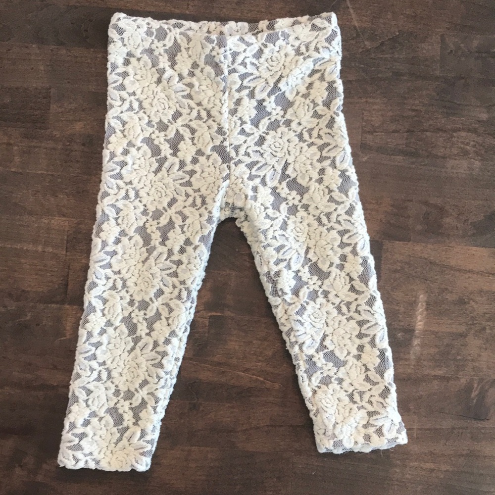 Baby Sara leggings - lace on solid brown - 24mo